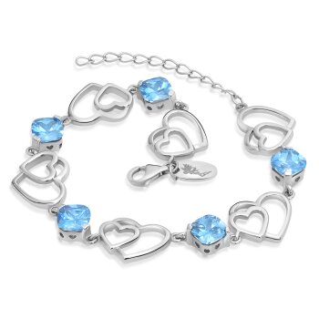 Silberarmband Herz türkis Aqua 925 Silber