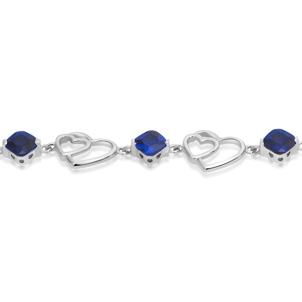Silver bracelet heart blue sapphire 925 silver