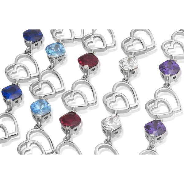 Silver bracelet heart blue sapphire 925 silver