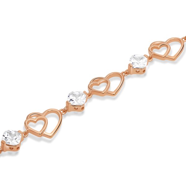 Silver bracelet heart rosegold Zirconia 925 silver