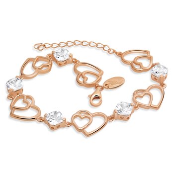 Silver bracelet heart rosegold Zirconia 925 silver