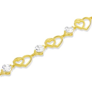 Silver bracelet heart golden Zirconia 925 silver