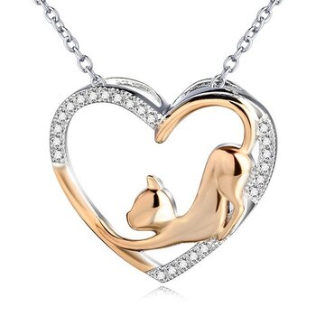 Heart pendant cat KITTY Love rosegold 925 silver...