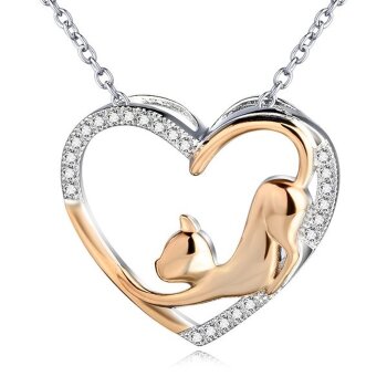 Herz Anhänger Katze KITTY Love rosegold 925 Silber...