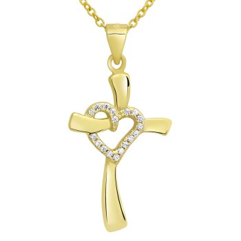 Kette mit Anhänger Kreuz-Herz rosegold 925 Silber Gravur Option, 99,99 €