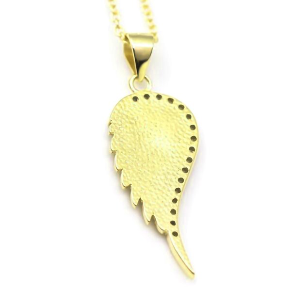 Angel wings pendant  my Angel  925 silver gold plated