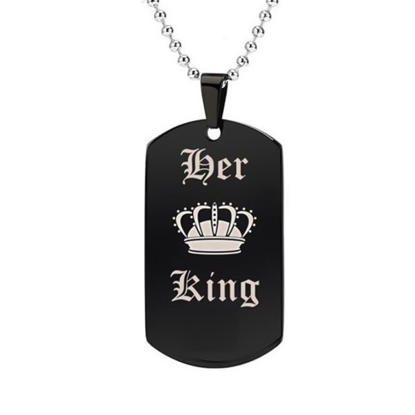 Partnerketten Dog Tag His Queen, Her King schwarz