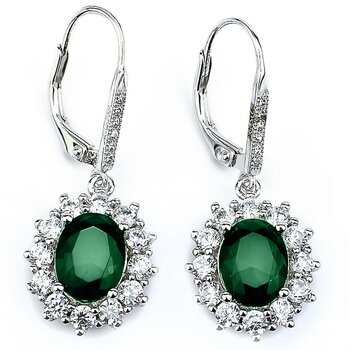 1 Paar Ohrhänger Grün smaragd mit Zirkonien pave aus 925...