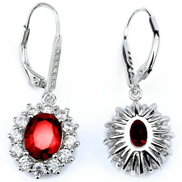 1 Pair of Earrings ruby pave 925 Silver