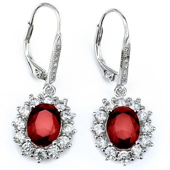 1 Paar Ohrhänger Rubin rot pave 925 Silber