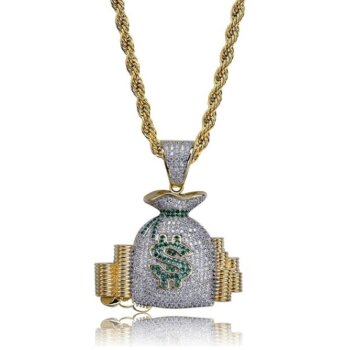 Money Bag Iced out inkl. Kette