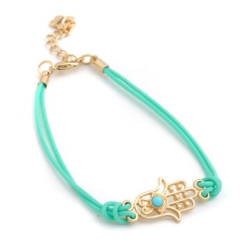 Fußkettchen Kabbala Kabbalah Hamsa Hand Cyan