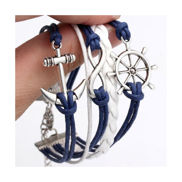 Armband Anker Hamburg blau & wei  im Organza Beutel