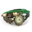 Leder Armbanduhr Schmetterling VINTAGE grün  im Organza Beutel