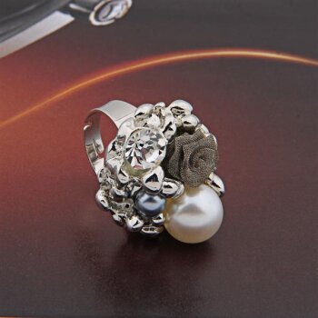 Ring Prestige Perlen & Rose im Organza Beutel EDEL