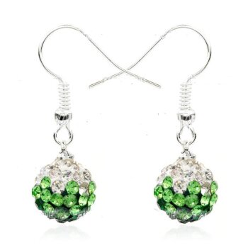 1 Paar Shamballa Strass Ohrhänger grün weiß im weißen...