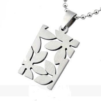Blüten Anhänger EDELSTAHL inkl. Kette im Etui