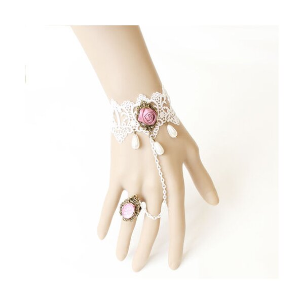 Barock Armband Princess aus Spitze  mit Strass Ring