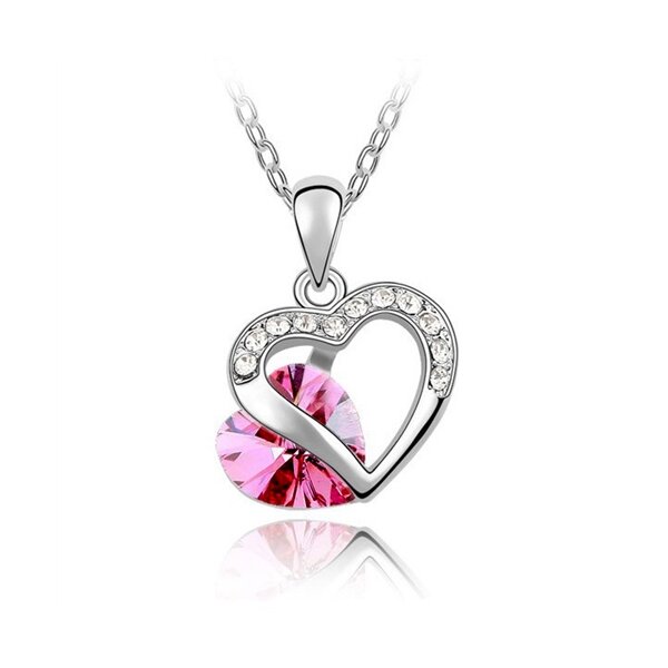 Herz Anhänger Strass pink mit Weißgold vergoldet im...