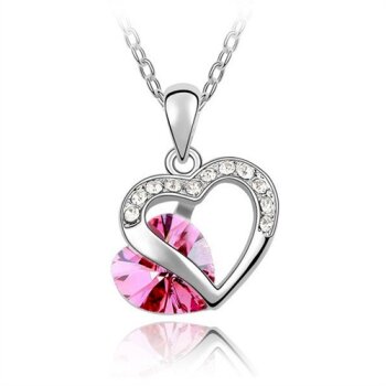 Herz Anhänger Strass pink mit Weißgold vergoldet im...
